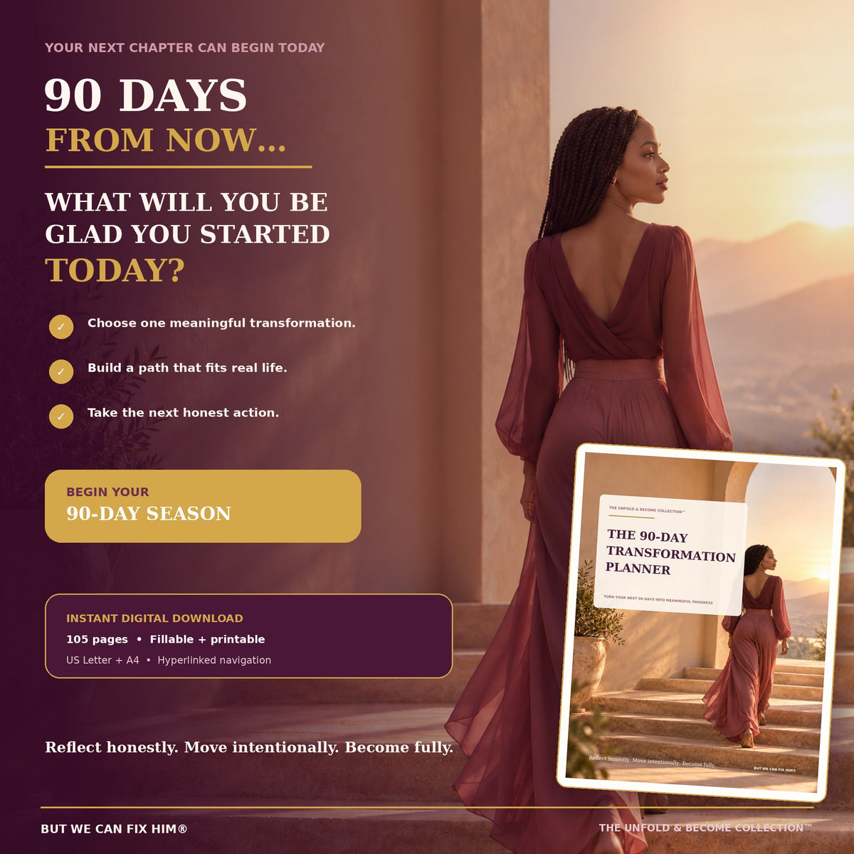 The 90-Day Transformation Planner | Fillable & Printable PDF