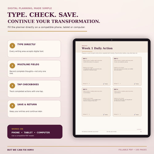 The 90-Day Transformation Planner | Fillable & Printable PDF