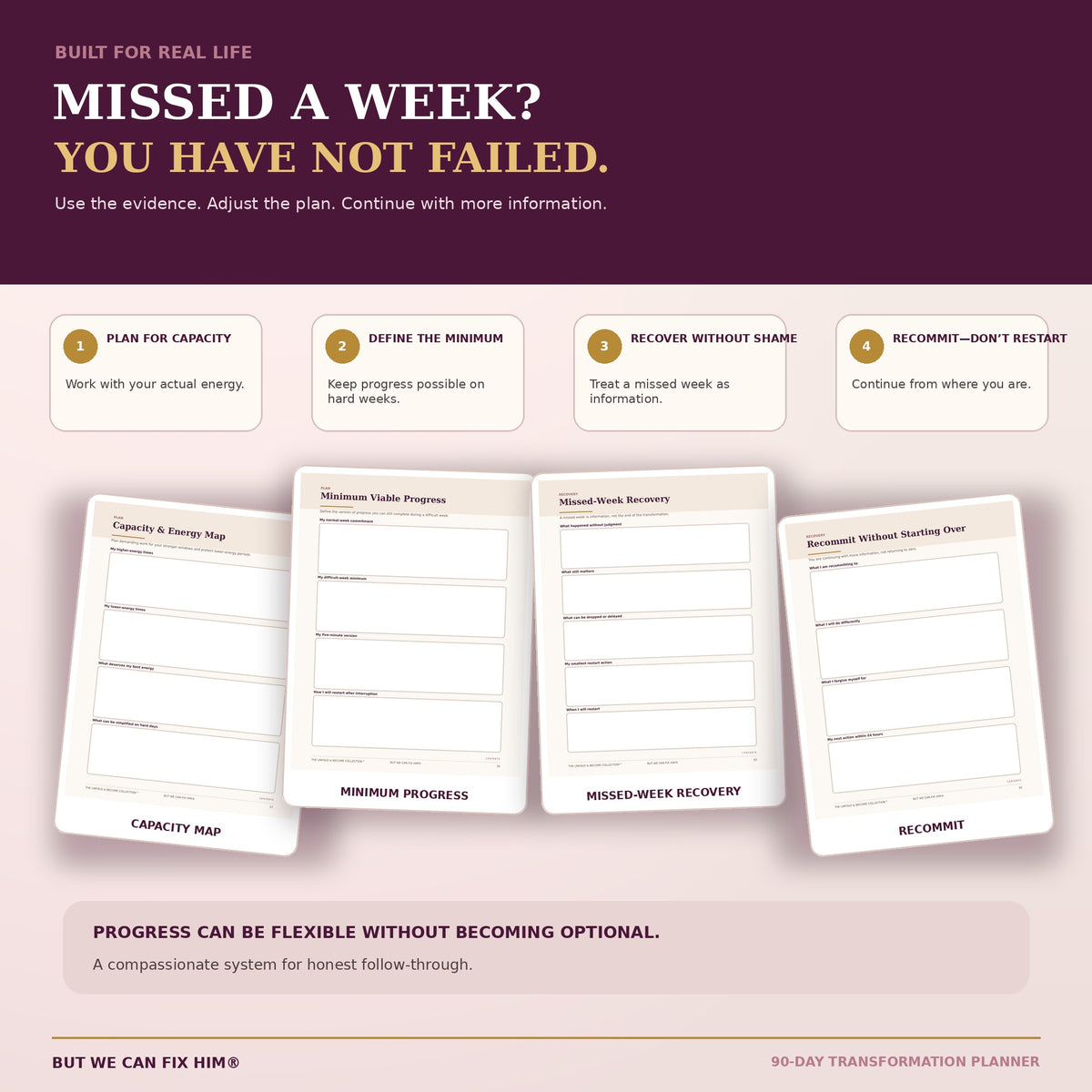 The 90-Day Transformation Planner | Fillable & Printable PDF