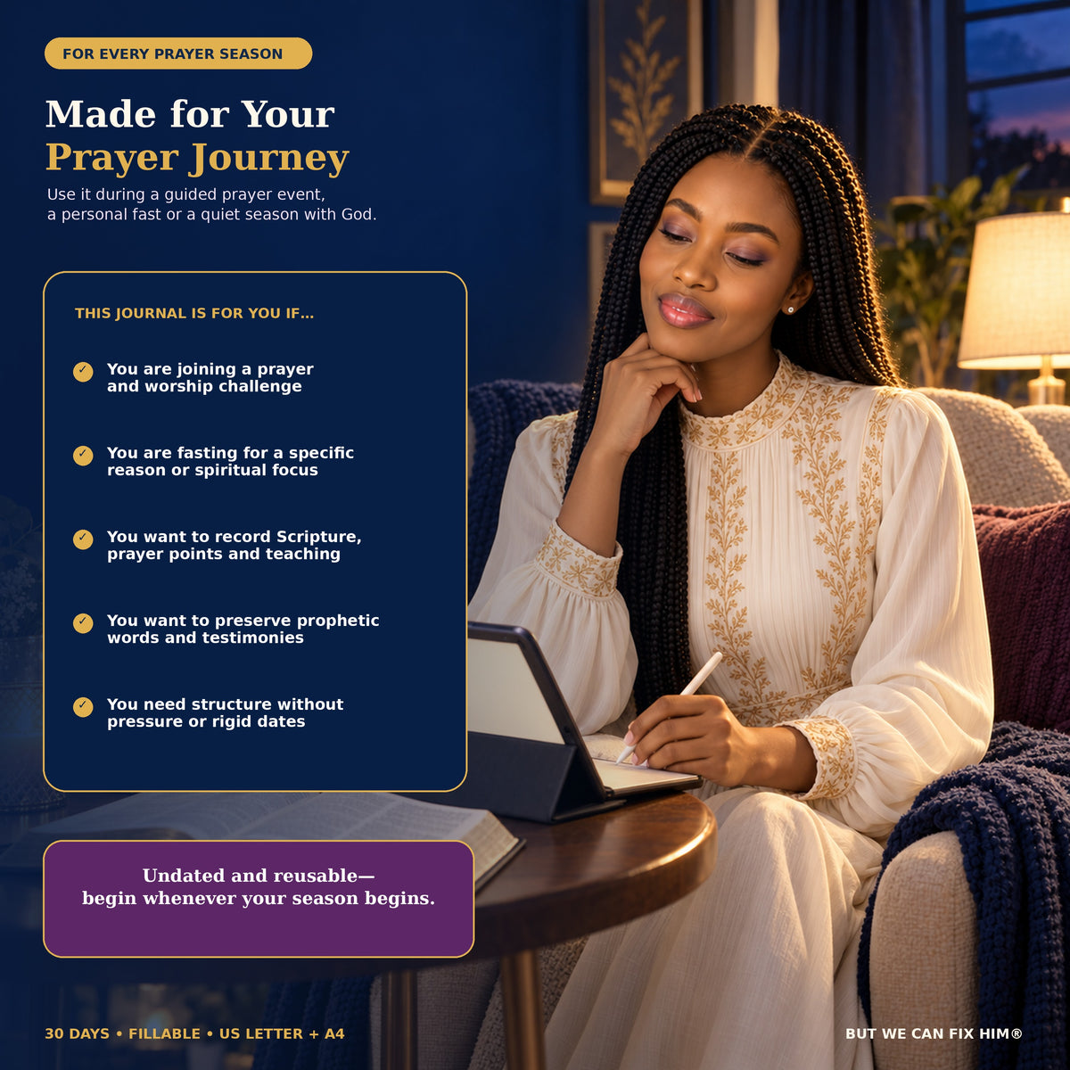 The Prayer & Praise Challenge Journal — 30-Day Fillable PDF