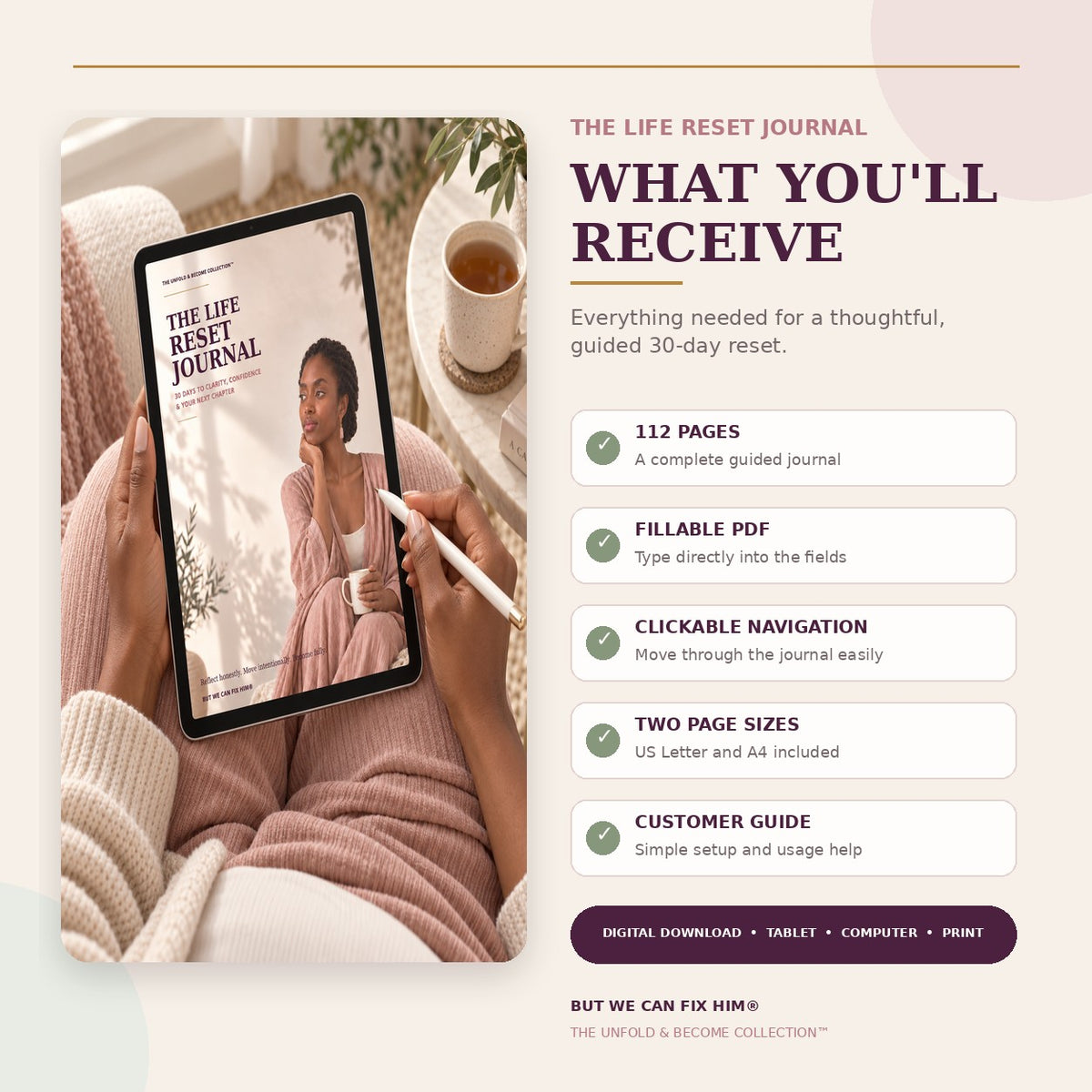 The Life Reset Journal — 30-Day Fillable PDF