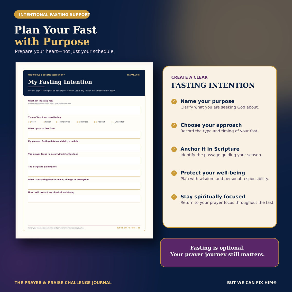 The Prayer & Praise Challenge Journal — 30-Day Fillable PDF
