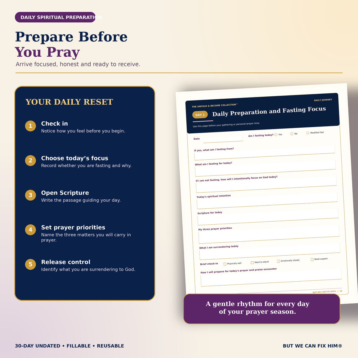 The Prayer & Praise Challenge Journal — 30-Day Fillable PDF